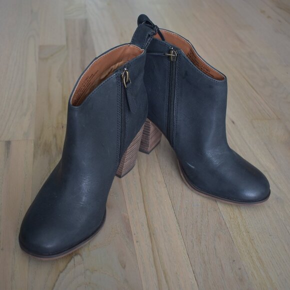 BP LANCE-LEA Leather Chunky Heel Ankle Boots Size 7M - Picture 2 of 6